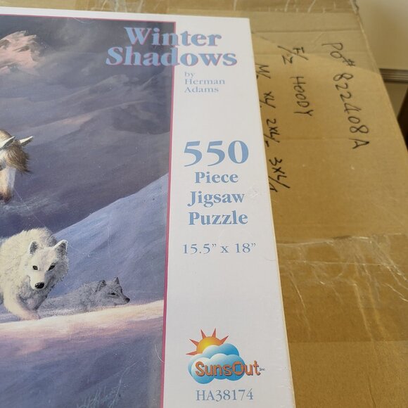 Sunsout 550 Pc 15.5x18 Puzzle Winter Shadows Native American Horse Wolves NEW! - Picture 3 of 5